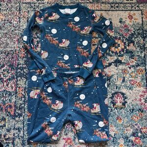 Hanna Andersson 100% Organic Cotton Christmas Santa Sleigh Pajamas US 10 140 cm